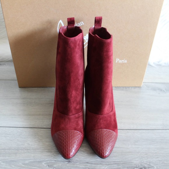 Christian Louboutin Me In The 90s Maroon Suede Booties 37.5 - Picture 5 of 15